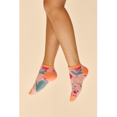 Powder Watercolour Flowers Trainers Socks - Petal