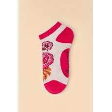 Powder Paisley Floral Trainer Socks - Cream