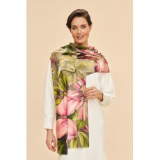 Powder Wool Wrap Oversized Botanicals Scarf