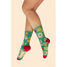 Powder Blooming Lovely Ankle Socks Sage