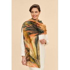 Powder Wool Wrap Painted Palms Scarf