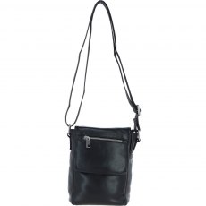 Ashwood Leather Men's Cross Body Flap Bag Black PL44