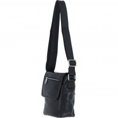 Ashwood Leather Men's Cross Body Flap Bag Black PL44