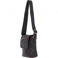 Ashwood Leather Men's Cross Body Flap Bag Brown PL44