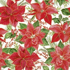 IHR Christmas Poinsettia White Napkins