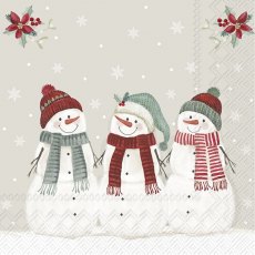 IHR Three Snowmen Cream Napkins