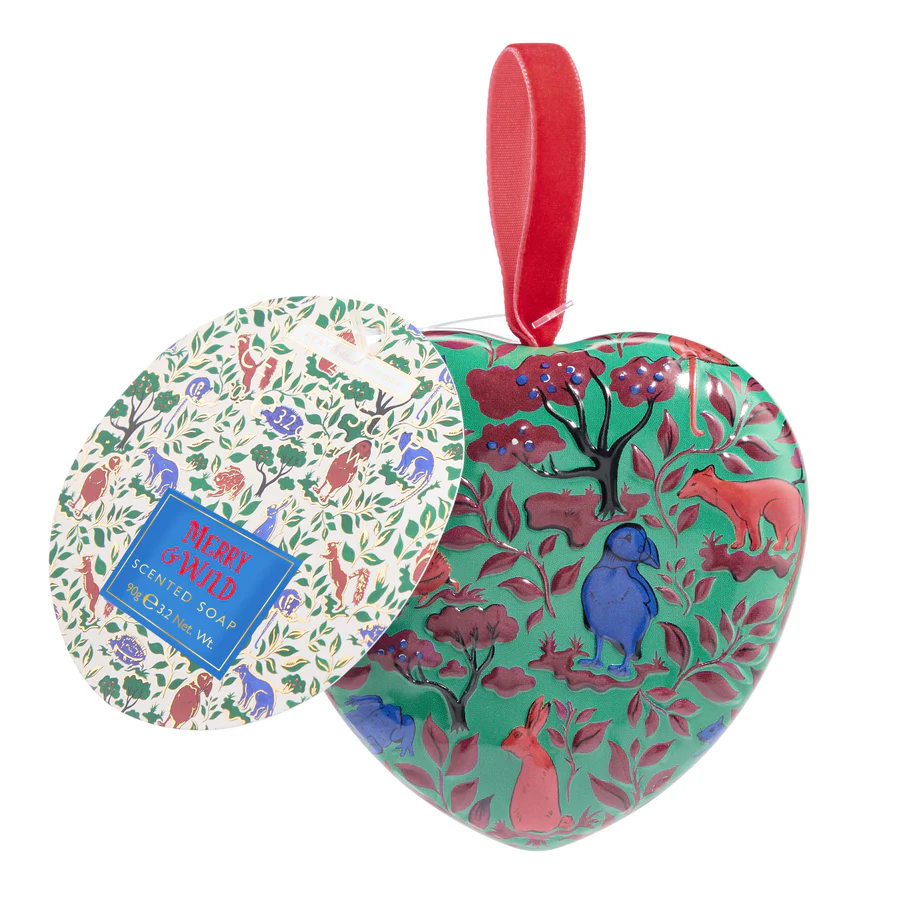 Heathcote & Ivory Merry & Wild Scented Soap In Heart Shaped Tin 90g