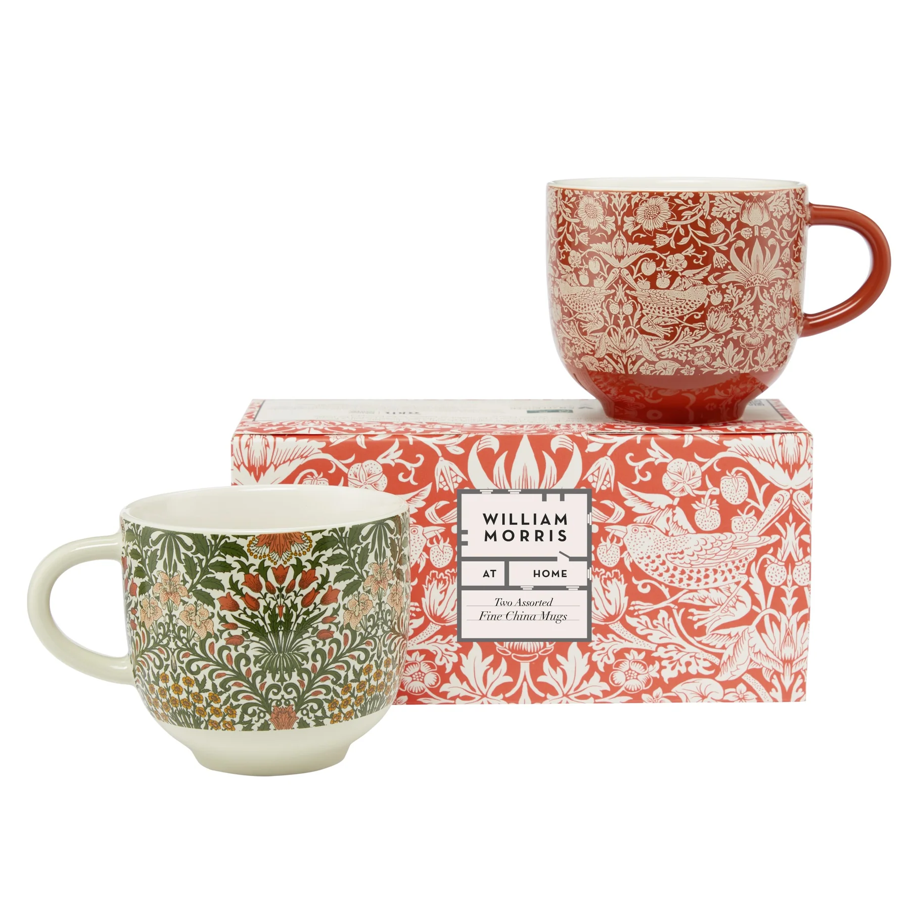 William Morris At Home Useful & Beautiful Two Assorted Fine China Mugs