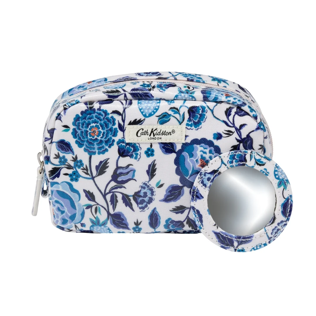 Cath Kidston Navy Carnation Make Up Bag with Mirror