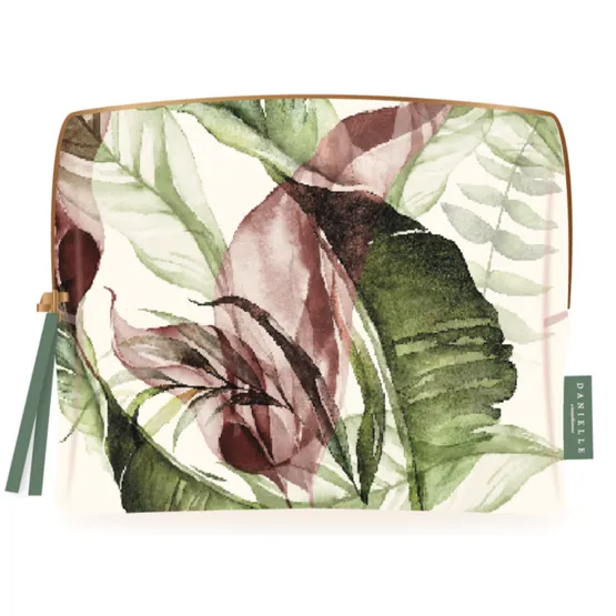 Danielle Creations Cream Botanical Palm Rectangular Cosmetic Bag Large