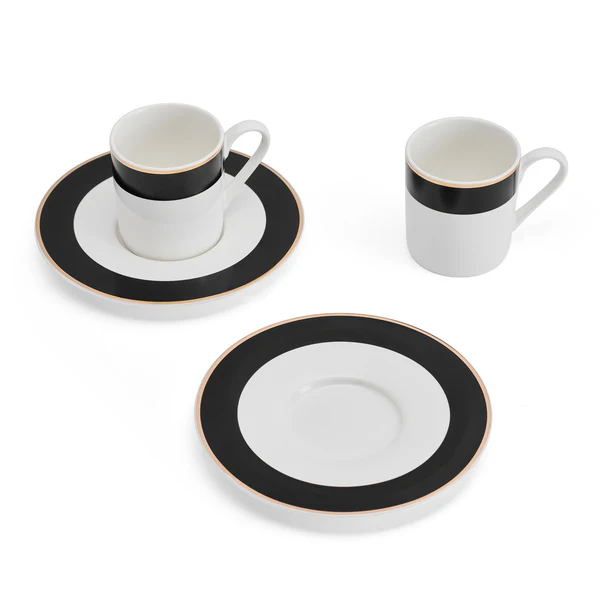 Mikasa Luxe Deco China Espresso Cups and Saucers Set of 2