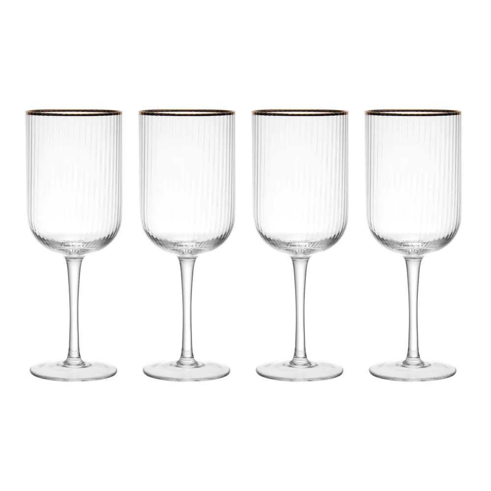 Mikasa Sorrento Ridged Crystal White Wine Glasses Set of 4