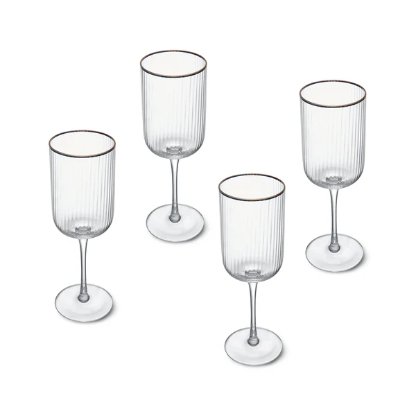 Mikasa Sorrento Ridged Crystal White Wine Glasses Set of 4