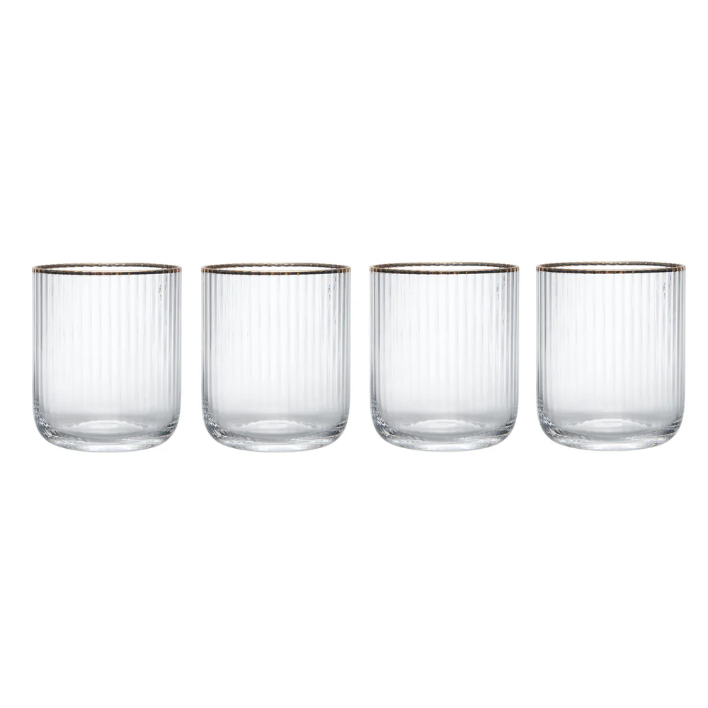 Mikasa Sorrento Ridged Crystal Tumbler Glasses Set of 4