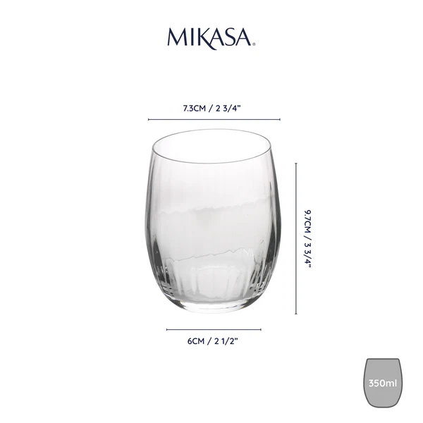 Mikasa Treviso Crystal Stemless Wine Glasses Set of 4