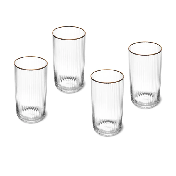 Mikasa Sorrento Ridged Crystal Highball Glasses Set of 4