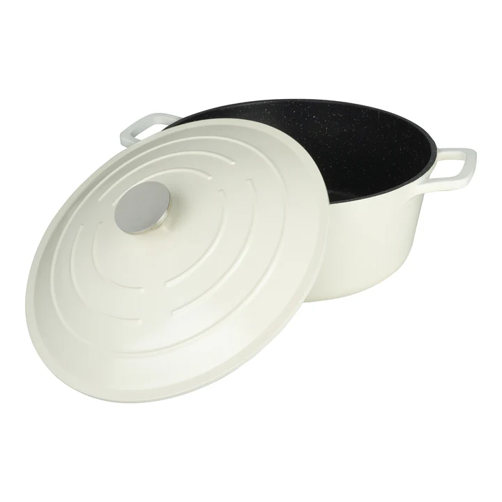 Grunwerg Commichef Cast Aluminium Round Casserole - Cream