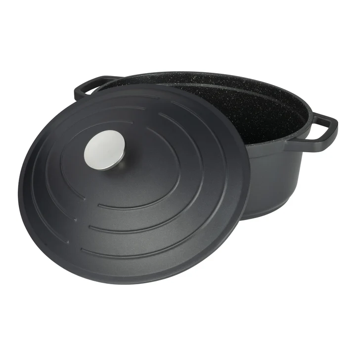 Grunwerg Commichef Cast Aluminium 32cm Oval Casserole - Black