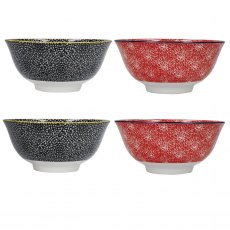 KitchenCraft Bowls Set of 4 - Red and Black Design KitchenCraft Bowls Set of 4 - Red and Black Design