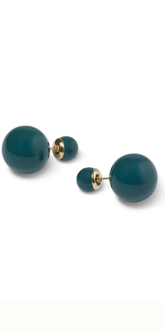 Chalk Double Ball Earring Forest Green/Forest Green