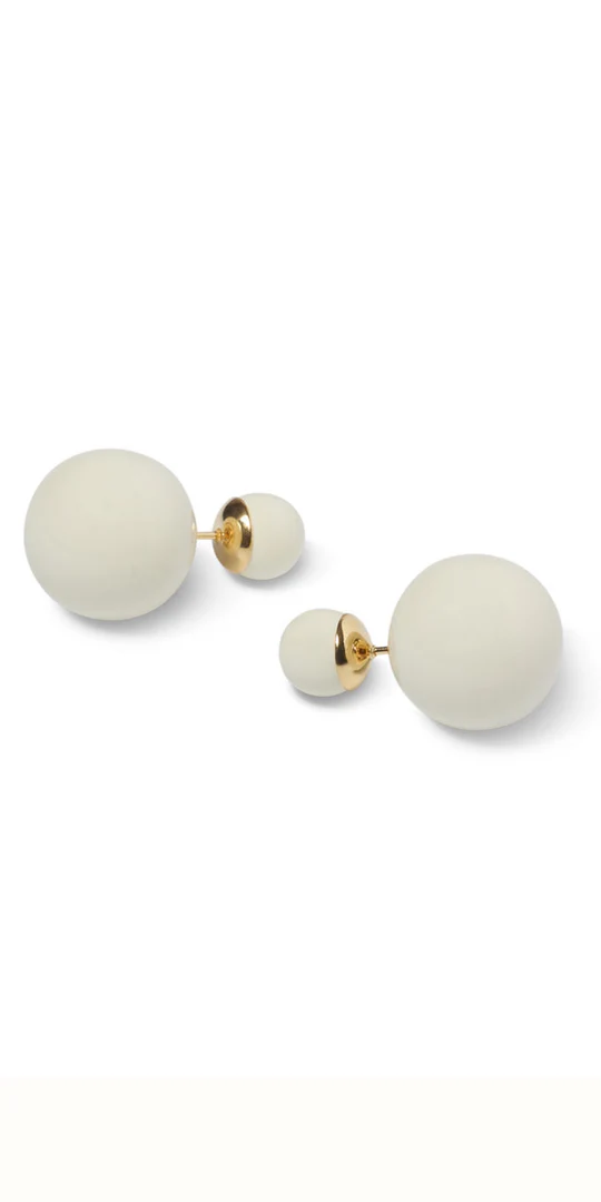 Chalk Double Ball Earrings Ivory