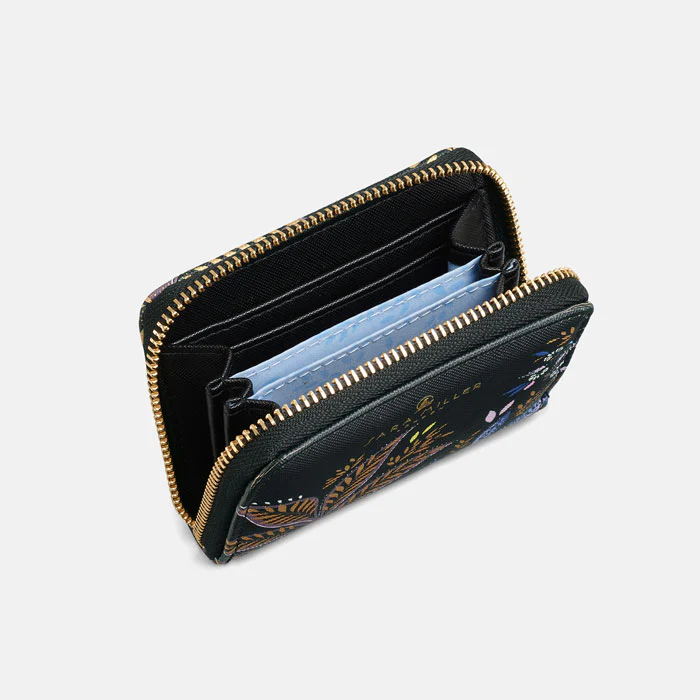 Sara Miller Small Zip Purse - Black Botanic Sara Miller Small Zip Purse - Black Botanic