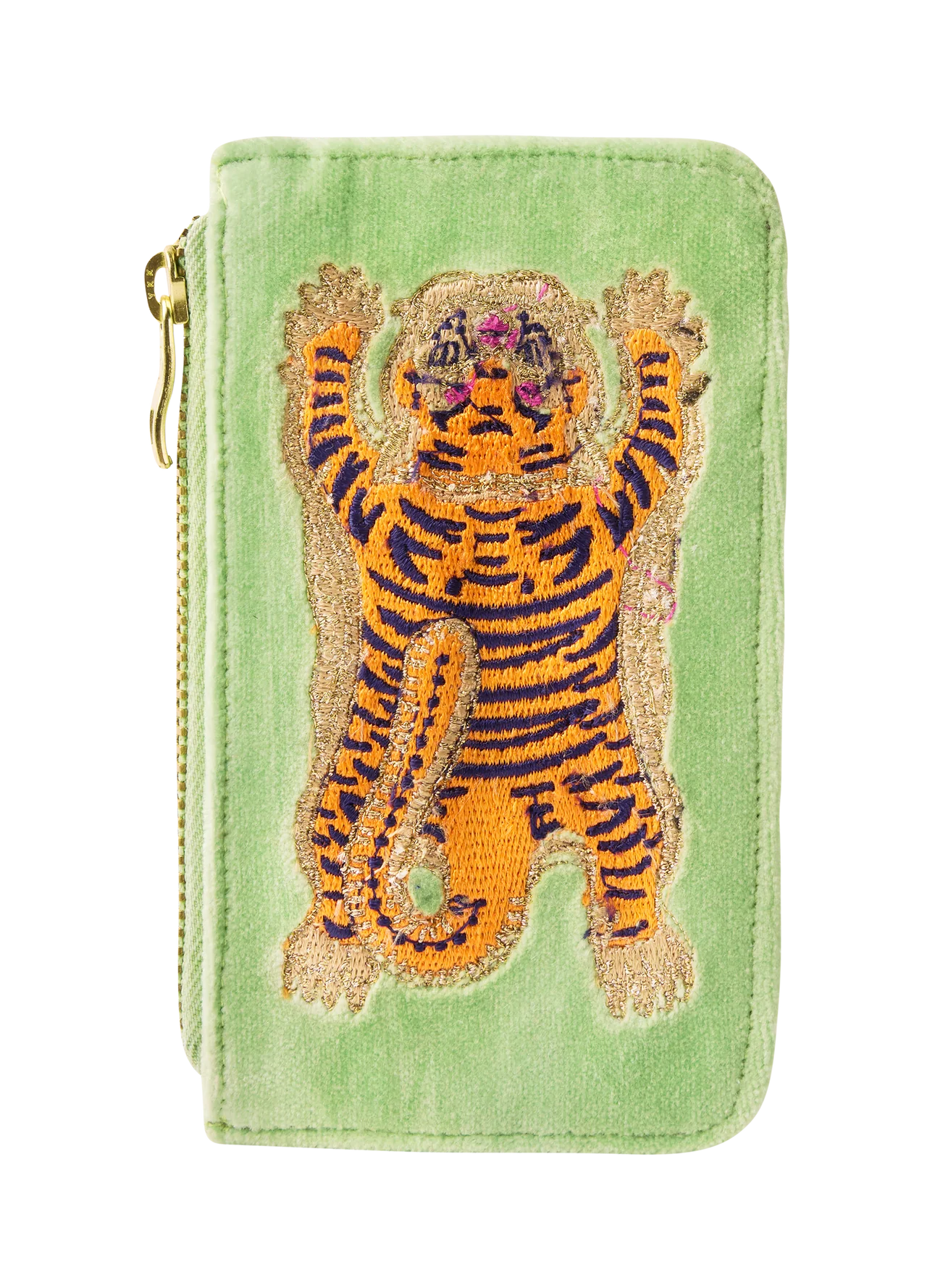 Powder Velvet Card Holder - Ikat Tiger Mint