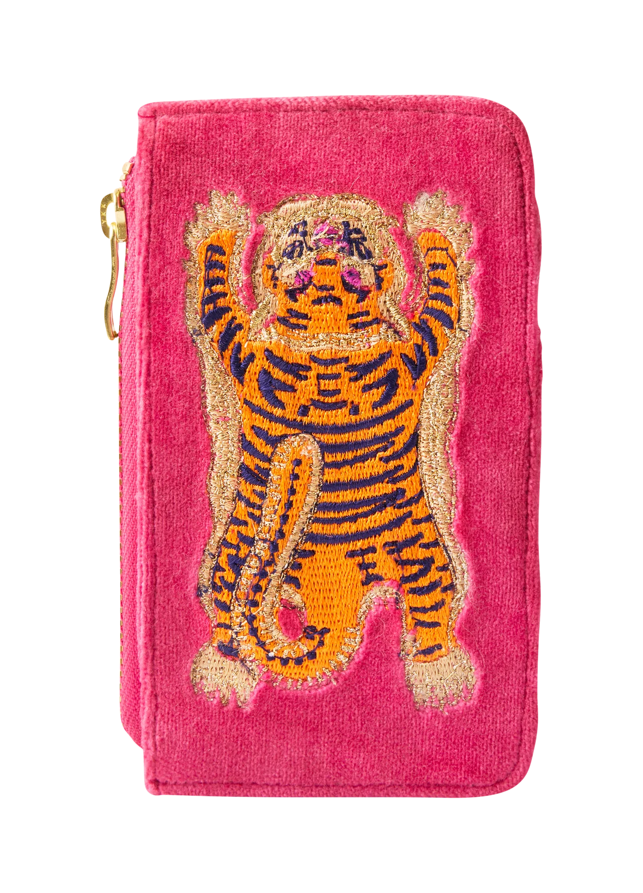 Powder Velvet Card Holder - Ikat Tiger Fuschia