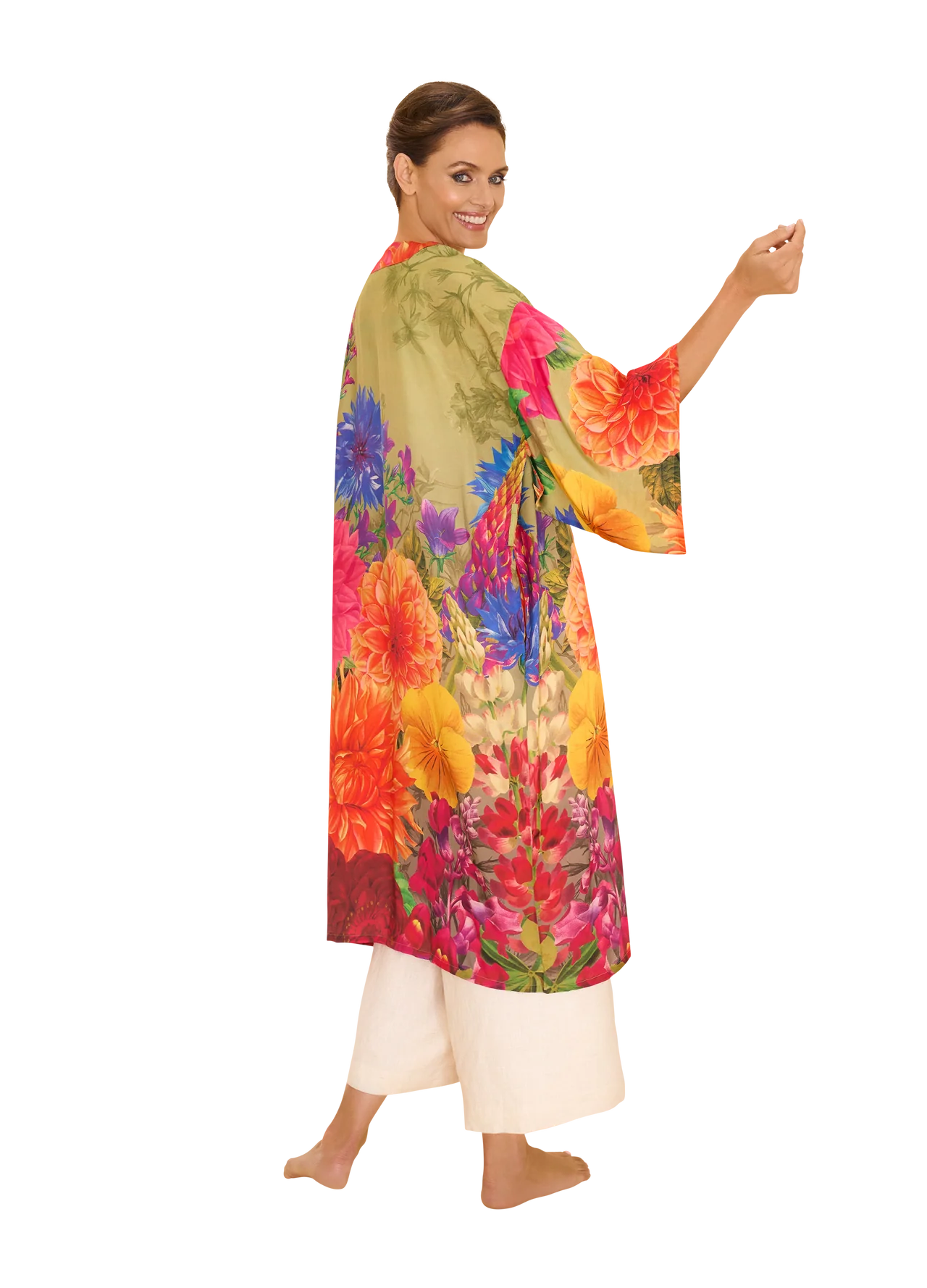 Powder Kimono Gown - Bountiful Blooms