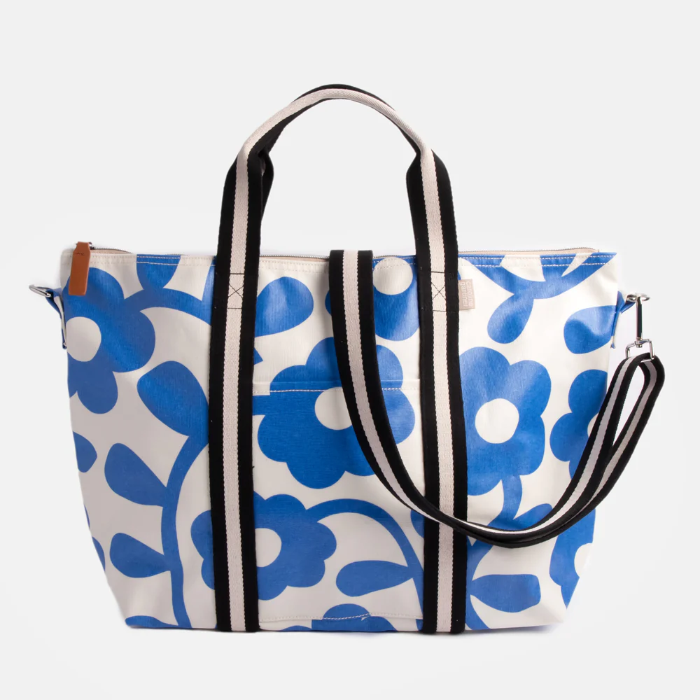 Caroline Gardner Blue Floral Weekend Bag Caroline Gardner Blue Floral Weekend Bag
