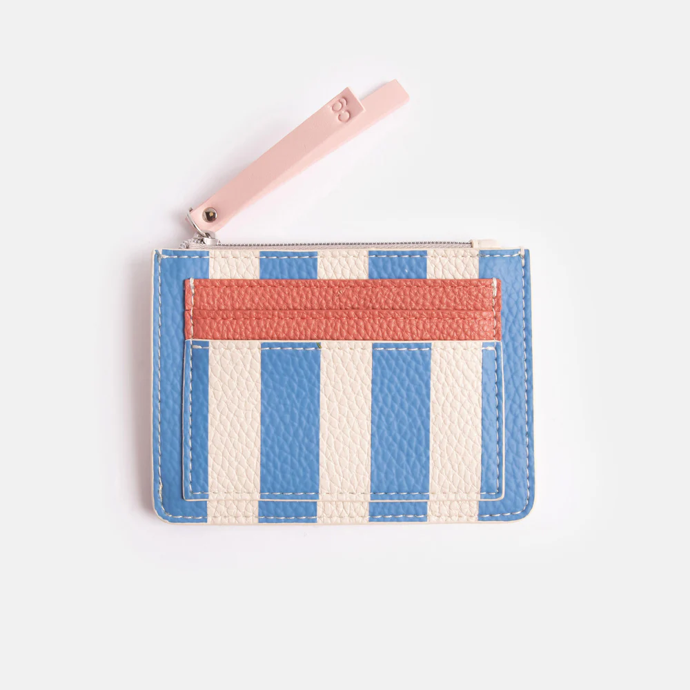 Caroline Gardner Blue Stripe Short Patch Purse Caroline Gardner Blue Stripe Short Patch Purse