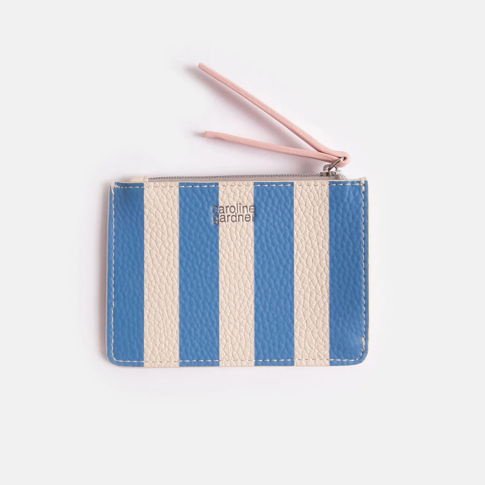 Caroline Gardner Blue Stripe Short Patch Purse Caroline Gardner Blue Stripe Short Patch Purse