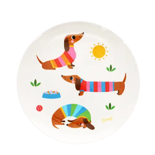 Rex London Children's Melamine Plate - Sunny Sausage Dog Rex London Children's Melamine Plate - Sunny Sausage Dog