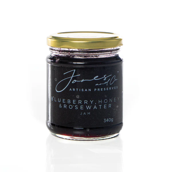 Jones & Co Blueberry, Honey & Rosewater Jam 340g Jones & Co Blueberry, Honey & Rosewater Jam 340g
