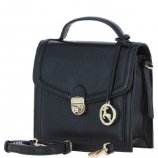 Ashwood Leather Compact Flap Over Handbag with Detachable Crossbody Strap - Black Y-54 Ashwood Leather Compact Flap Over Handbag with Detachable Crossbody Strap - Black Y-54