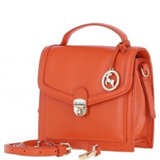 Ashwood Leather Compact Flap Over Handbag with Detachable Crossbody Strap - Orange Y-54 Ashwood Leather Compact Flap Over Handbag with Detachable Crossbody Strap - Orange Y-54