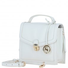 Ashwood Leather Compact Flap Over Handbag with Detachable Crossbody Strap - White Y-54 Ashwood Leather Compact Flap Over Handbag with Detachable Crossbody Strap - White Y-54