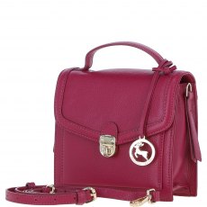 Ashwood Leather Compact Flap Over Handbag with Detachable Crossbody Strap - Raspberry Y-54 Ashwood Leather Compact Flap Over Handbag with Detachable Crossbody Strap - Raspberry Y-54
