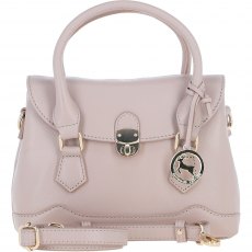 Ashwood Leather Twist Lock Compact Flap Handbag - Beige Y-55 Ashwood Leather Twist Lock Compact Flap Handbag - Beige Y-55