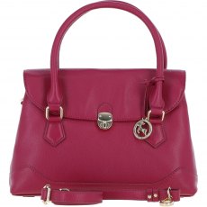 Ashwood Leather Twist Lock Large Flap Handbag with Crossbody Strap - Raspberry Y-56 Ashwood Leather Twist Lock Large Flap Handbag with Crossbody Strap - Raspberry Y-56