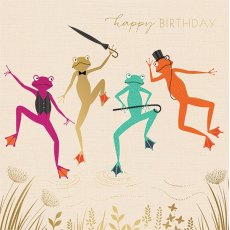 Sara Miller Happy Birthday Greetings Card - Frogs