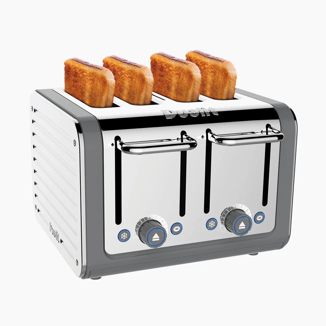 Dualit Architect 4 Slice Toaster | Grey Body & Stainless Steel Panels