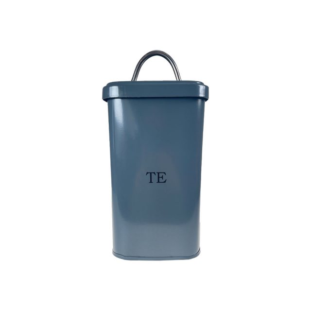 TE Square Tin Canister | Serif Font, Grey & Chrome Handle