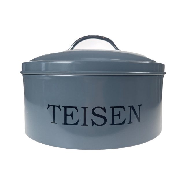 TEISEN Round Cake Tin | Serif Font, Grey & Chrome Handle