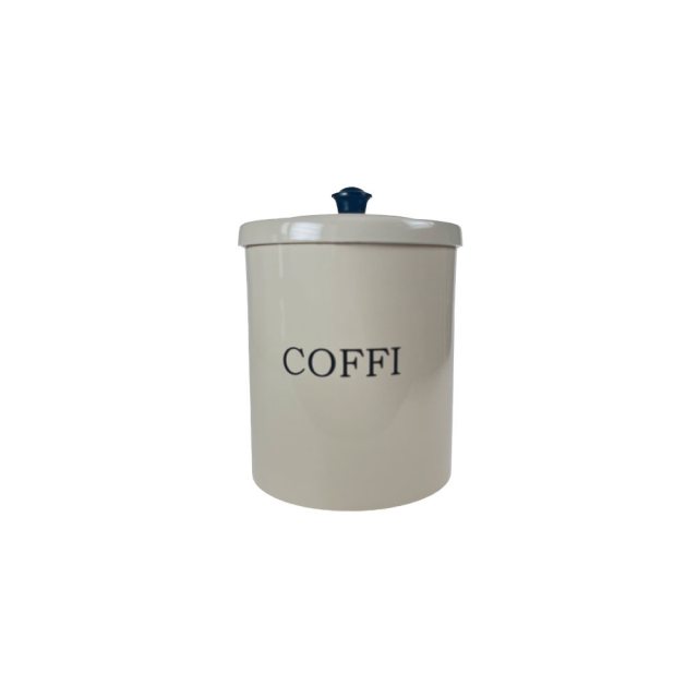 COFFI Retro Tin Canister | Serif Font, Cream