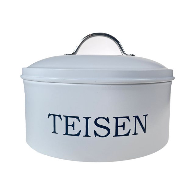 TEISEN Round Cake Tin | Serif Font, Chalk White & Chrome Handle