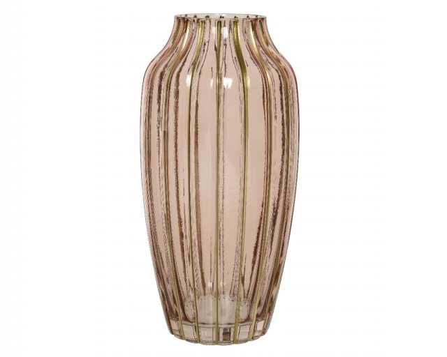 Pink & Gold Glass Vase Shiny With Spray Colour 15x30cm