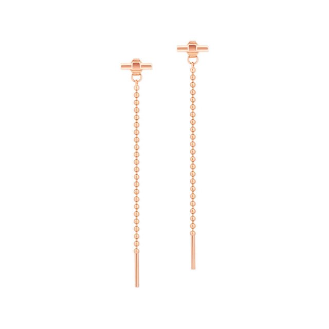 Tipperary Crystal T-Bar Ball Chain Earrings Rose Gold