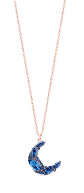 Tipperary Crystal Half Moon Pendant Sapphire Rose Gold