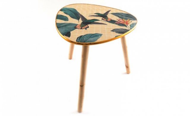 Birds of Paradise Bamboo Side Table